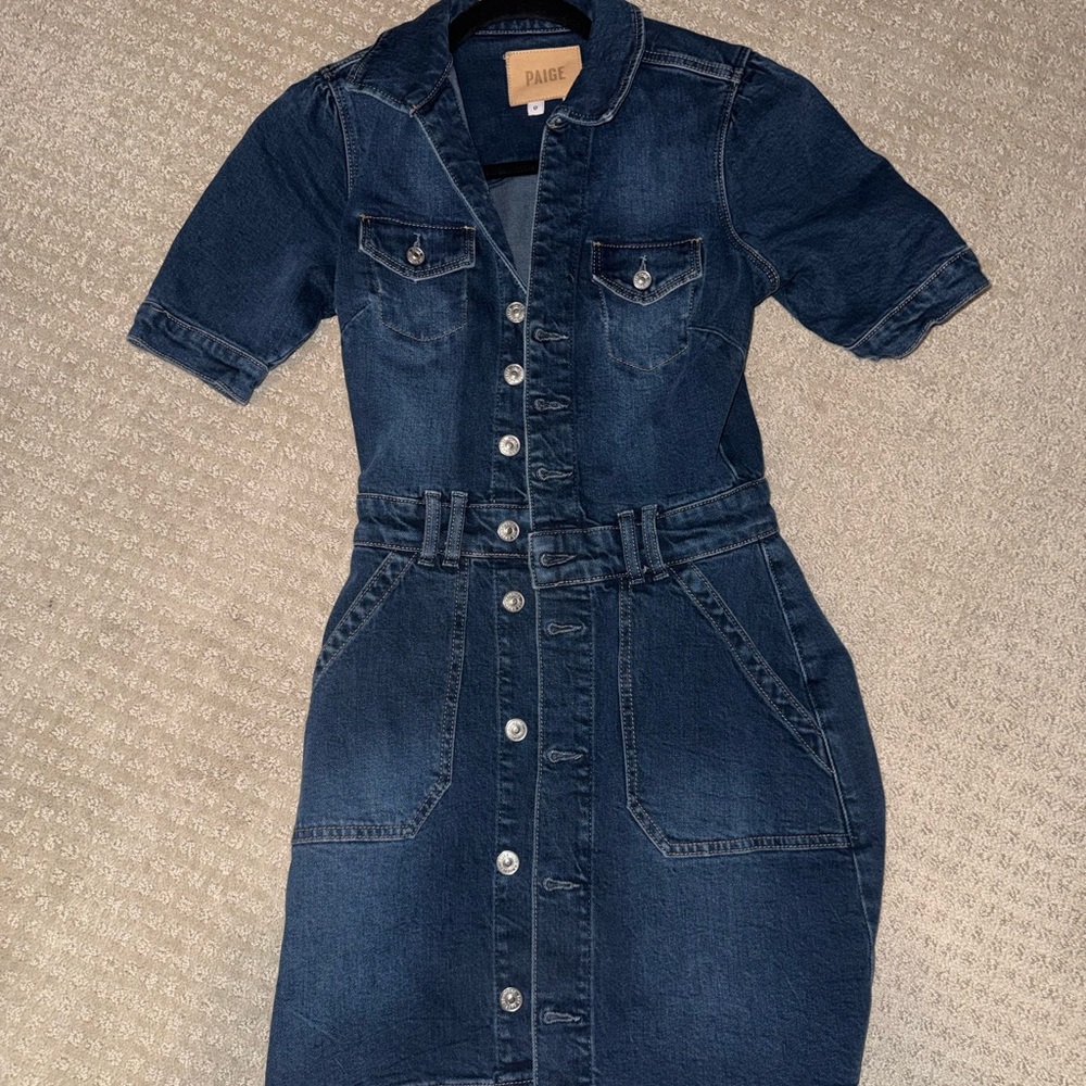 PAIGE Dark Blue Denim Midi Dress